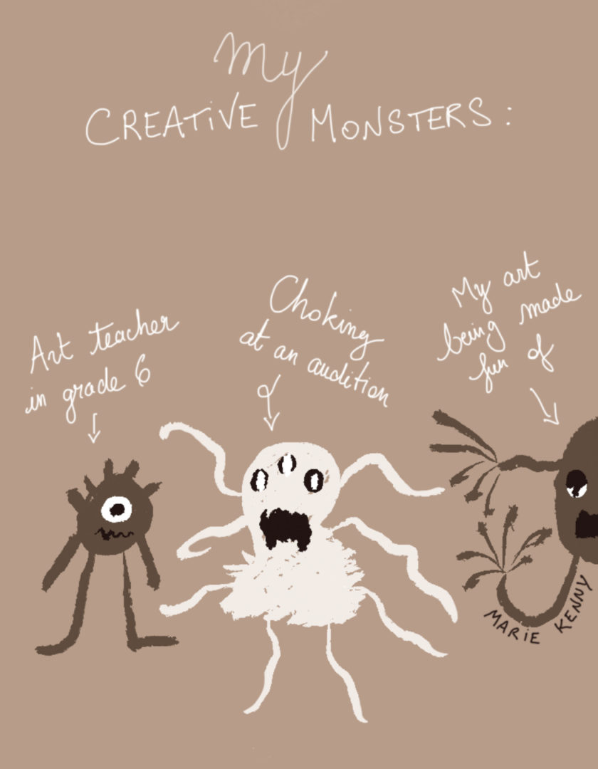 Illustration of 3 creative monsters